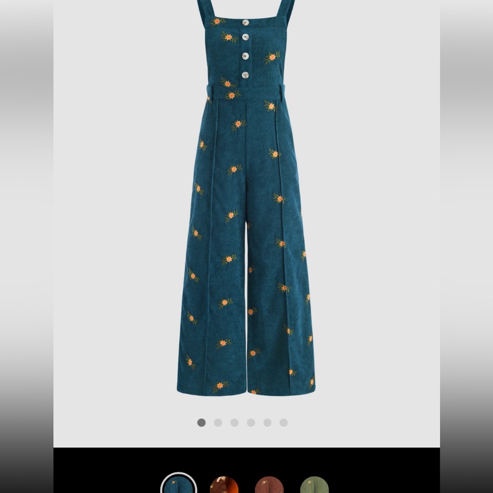 Blue with flowers mock vintage jumpsuit